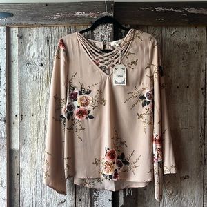Entro, Boutique, Long Sleeve, Floral, S, Chiffon, NWT